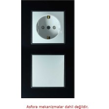 Arvehu Electric Asfir Schneider Asfora Serisine Özel Ikili Parlak Siyah Pleksiglas Dikey Anahtar Priz Çerçevesi