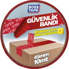 Boss Tape Açıldığında İz Bırakan Güvenlikli Koli Bandı Kırmızı EN:45MM BOY:10MT