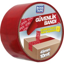 Boss Tape Açıldığında İz Bırakan Güvenlikli Koli Bandı Kırmızı EN:45MM BOY:10MT