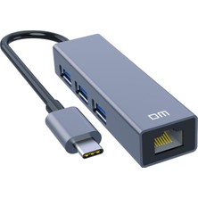 Dm CHB013 Type-C To RJ45 Gigabit Ethernet ve USB 3.0 Çoklayıcı Dönüştürücü