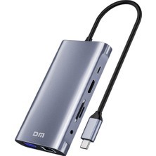 Dm CHB055 Type-C To HDMI VGA RJ45 Ethernet 3*usb 3.0 Aux Pd Tf Sd Kart Okuyucu Dönüştürücü