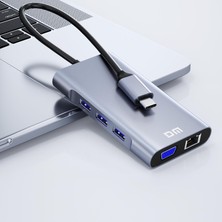 Dm CHB055 Type-C To HDMI VGA RJ45 Ethernet 3*usb 3.0 Aux Pd Tf Sd Kart Okuyucu Dönüştürücü