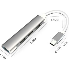 Polhammobile Polham 20CM 4in1 Type-C To 4x USB Çoğaltıcı Adaptör Hub, Yüksek Voltaj ve Akım Korumalı USB Çoğaltıcı