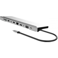 Polhammobile Polham 87W 11IN1 Type C Çevirici Çoğaltıcı Hub, 2x Type C, 1x Vga, 1x Hdmi, 1x RJ45, 3x Usb,1x Sd/tf