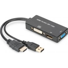 Dıgıtus HDMI 3'den 1'e Dönüştürme Kablosu HDMI Converter Cable, HDMI - Dp+Dvı+Vga M-F/f/f, 0.2m, 3 In 1 Multi-Media