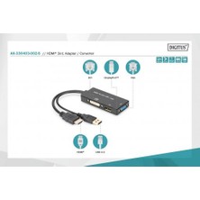 Dıgıtus HDMI 3'den 1'e Dönüştürme Kablosu HDMI Converter Cable, HDMI - Dp+Dvı+Vga M-F/f/f, 0.2m, 3 In 1 Multi-Media