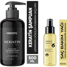 Nedox Keratinli Saç Bakım Şampuanı 500 ml + Keratin Özlü Onarıcı E Vitaminli Saç Bakım Yağı 100 ml