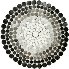 Dericibey Beyaz & Siyah Doğal Dana Derisi Puantiyeli Patchwork Halı 160 x 230 Cm