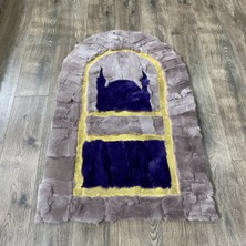 Dericibey Gold Varaklı Gri ve Mavi Cami Desenli Rex Seccade 80 x 120 Cm