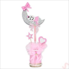 Süsle Bebek ve Parti Ay Bebek Masa Süsü, 50CM x 20CM - Pembe