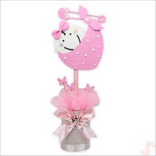 Süsle Bebek ve Parti Kundak Bebek Masa Süsü, 46CM x 21CM - Pembe