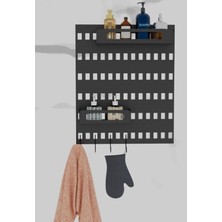 Risingmaber Metal Mat Siyah Asma Aparatlı Çok Amaçlı Banyo Duvar Panosu  Bölmeli Duvar Organizeri Banyo Düzenleyici(Koku Hediyeli)