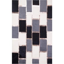 Dericibey Beyaz Gri Gold Bordürlü Peluş Halı 170 x 240 Cm