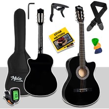 Midex CG-39XBK Siyah Klasik Gitar 4/4 Kesik Kasa Sap Ayarlı (Çanta Tuner Askı Capo Pena Metod)