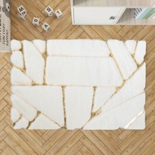 Dericibey Beyaz Gold Bordürlü Peluş Halı 140 x 200 Cm