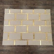 Dericibey Beyaz Gold Bordürlü Peluş Halı 80 x 150 Cm