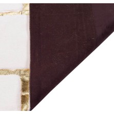 Dericibey Beyaz Gold Bordürlü Peluş Halı 80 x 150 Cm