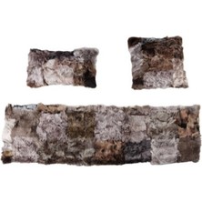 Dericibey Kahverengi & Gri Toskana  Koltuk Şal Takımı Şal 50 x 180 Cm, Yastık 50 x 50 Cm, Bel Yastığı 35 x 60 Cm