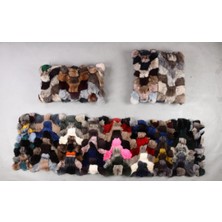 Dericibey Çok Renkli Doğal Kürk Koltuk Şal Takımı Şal 50 x 180 Cm, Yastık 50 x 50 Cm, Bel Yastığı 35 x 60 Cm