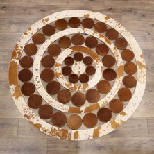 Dericibey Yuvarlak Kahverengi Dana Derisi Puantiyeli Halı 120 x 120 Cm