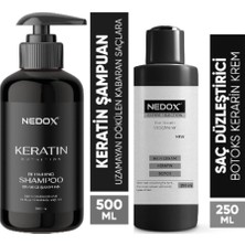 Nedox Keratinli Saç Bakım Şampuanı 500 ml + Saç Düzleştirici -  Şekillendirici Keratin Botoks Krem 250 ml