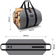 Şömine Odun Taşıma Çantası Suya Dayanıklı Büyük Hacimli-Bordo