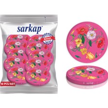 Sarkap Hijyenik Paketli 10 Adet Kavanoz Kapağı – Pembe Çiçekli - 82mm