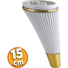 Badem10 Iron Lüks Mobilya Kanepe Sehpa Tv Ünitesi Çekyat Koltuk Ayağı 15 cm Krem Gold Baza Ayakları