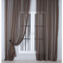 Murcia Dökümlü Tül Perde Pilesiz Acı Kahve