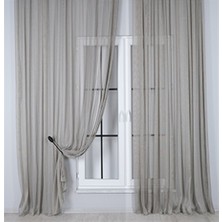 Goccia Murcia Dökümlü Tül Perde Pilesiz Bej