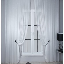 Goccia Lima Dökümlü Pilesiz Tül Perde Ekru