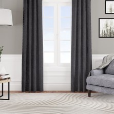 Goccia Kadife Dokulu Fon Perde Pilesiz Tek Kanat Siyah