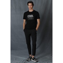Lufian Maya Modern Grafik T-Shirt Siyah