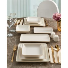 Güral Porselen Kansas 54 Parça Kare Bone Yemek Takımı