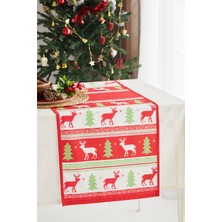 Ays Home Kırmızı Geyik Kartanesi Yılbaşı Christmas Runner