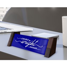 Bk Gift Kişiye Özel Isimli Ahşap Ayaklı Mavi Akrilik Masa Isimliği, Ofis Dekoru, Mesleki Hediye, Ofis Hediyeleri-2