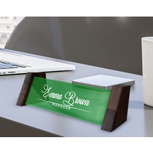 Bk Gift Kişiye Özel Isimli Ahşap Ayaklı Yeşil Akrilik Masa Isimliği, Ofis Dekoru, Mesleki Hediye, Ofis Hediyeleri-7