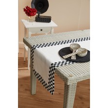 Ays Home Dama Desen Siyah Beyaz Leke Tutmaz Runner