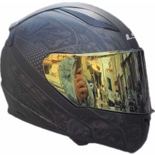 Ls2 Rapıd Crypt Mat Siyah Kask - Gold Vizör