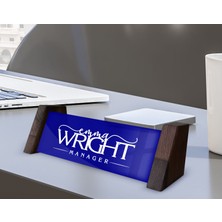 Bk Gift Kişiye Özel Isimli Ahşap Ayaklı Mavi Akrilik Masa Isimliği, Ofis Dekoru, Mesleki Hediye, Ofis Hediyeleri-4