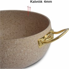 Altın Renk Kulplu Granit Derin Tencere - 24 cm