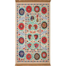 Bursa İpek Krem Kadife Halı Seccade