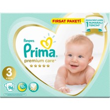 Prima Premium Care Bebek Bezi Fırsat Paketi 3 Beden 96 Adet