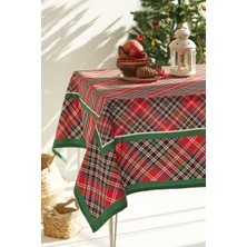 Ays Home Ayshome Yıbaşı Yeşil Kırmızı Ekoseli Masa Örtüsü 140X140