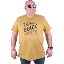 Moc Grande Mocgrande Büyük Beden Erkek Baskılı Tişört Black 23127 Limon
