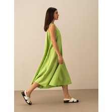 Xint %100 Keten Oversize Elbise