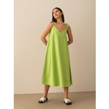 Xint %100 Keten Oversize Elbise