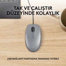 Logitech M110 Sessiz Tam Boyutlu Kablolu Usb-A Bağlantılı Optik Mouse - Gri