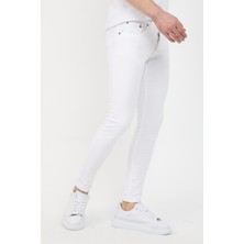 Modamesto Erkek Beyaz Skinny Fit Jean Pantolon