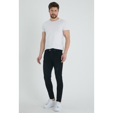 Modamesto Erkek Siyah Lazerli Skinny Fit Jean Pantolon